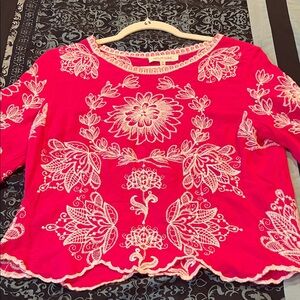 Solitaire Hot Pink Embroidered Tunic Top